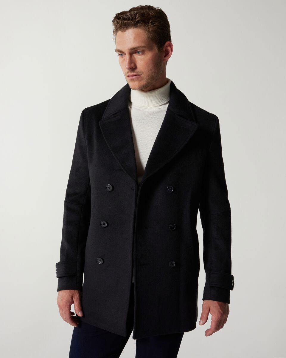 Black Wool Blend Peacoat
